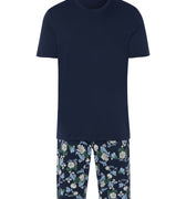 Night And Day Crew Neck Cotton Short Pajama Set | Fine Lined Print 79267-1251